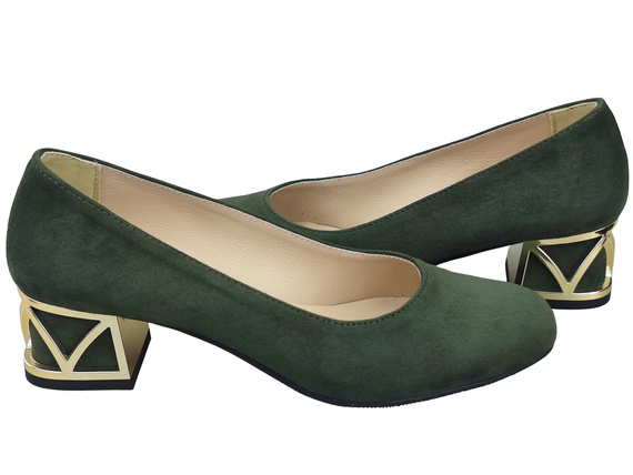 Pohodlné dámské boty Khaki lodičky s ozdobným podpatkem Přírodní semišová kůže 219 Od ElitaBut