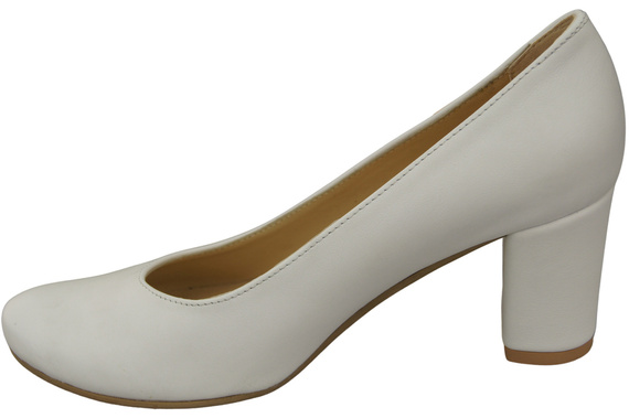 Dámské boty Classic White Natural Leather Almond Nose pumps 201 ElitaBut