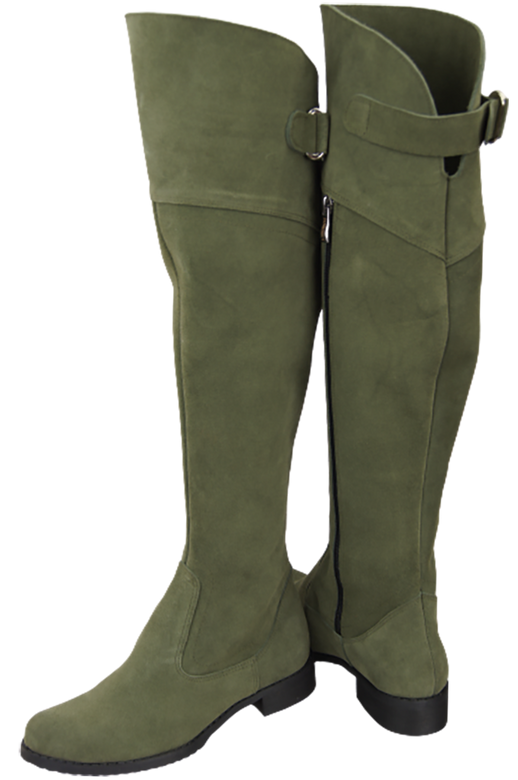 Dámské kozačky Kozačky Butelkowa Zielie Musketeers Vysoké nad kolena z přírodní kůže Velur 154 ElitaBut