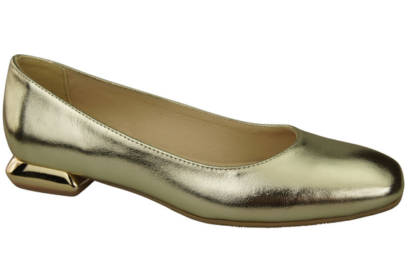 Plochá dámská obuv Dámské lodičky Zlatý ornamentální podpatek Přírodní kůže 209 ElitaBut