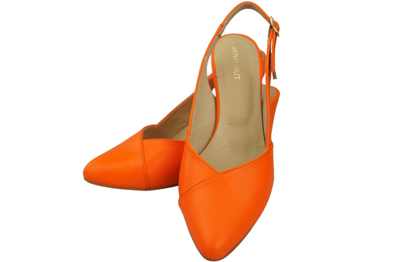Dámská obuv Oranžové sandály na podpatku Přírodní kůže 217 ElitaBut