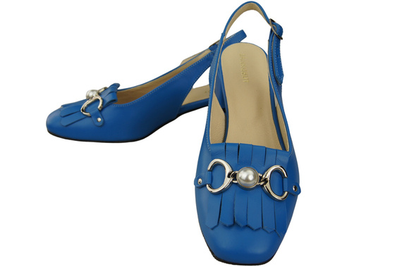 Dámská obuv Modré sandály zdobené třásněmi Přírodní kůže 208 ElitaBut