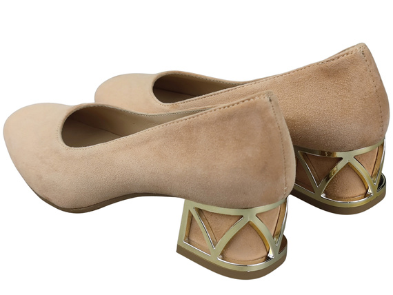 Pohodlné dámské boty Broskev lodičky s ozdobným podpatkem Přírodní semišová kůže 219 Od ElitaBut