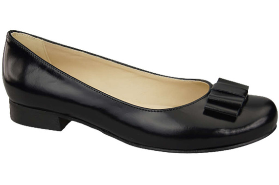 Dámská baletní obuv z přírodní kůže černá lesklá 702 ElitaBut