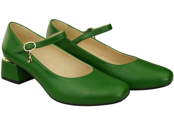 Dámská obuv Dámské lodičky s páskem Zelená přírodní kůže 202 ElitaBut