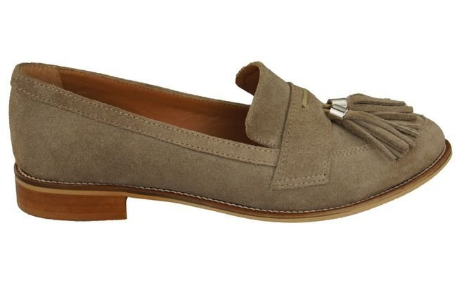 Dámské mokasíny z přírodní kůže Velour beige 134 ElitaBut