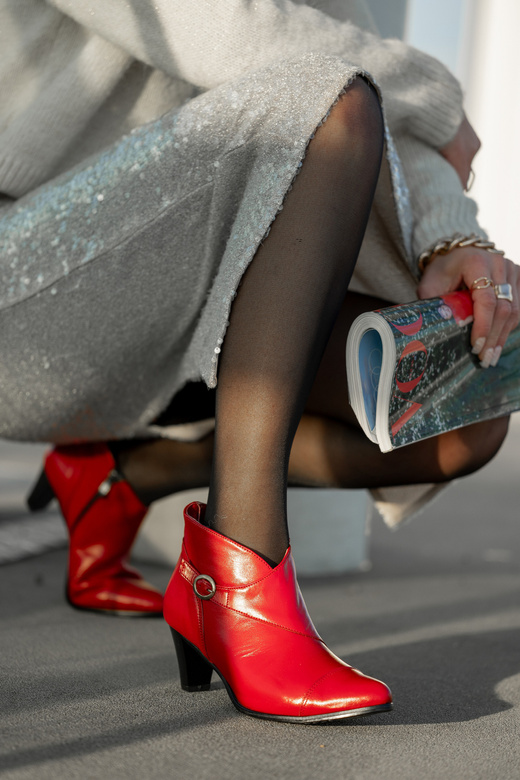 Obuv Dámské zimní boty z přírodní kůže Červená 100 Z ElitaBut