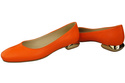 Plochá dámská obuv Dámské lodičky Oranžový ozdobný podpatek Přírodní kůže 209 ElitaBut