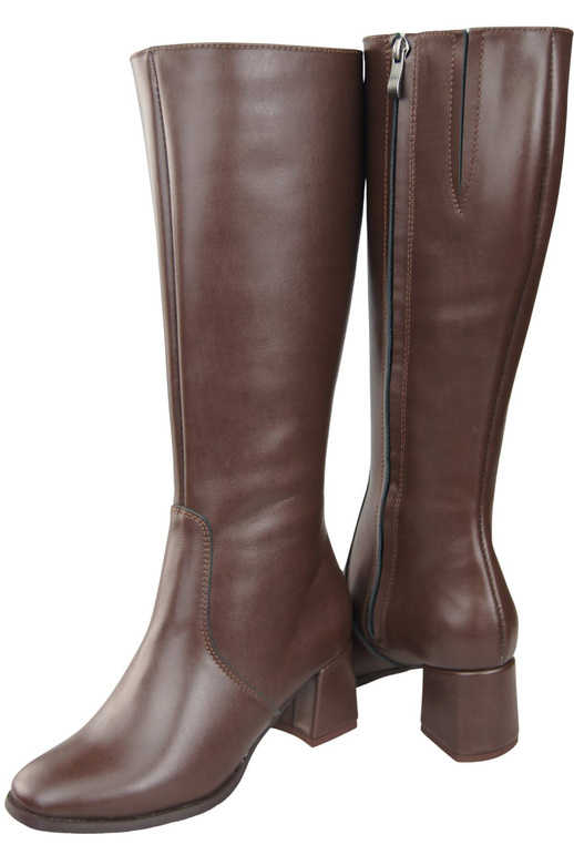 Pohodlné dámské boty Chocolate Low Heel Natural Leather 212 ElitaBut