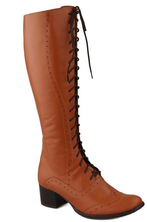 Dámská obuv Červené šněrovací kozačky z přírodní kůže 595 ElitaBut