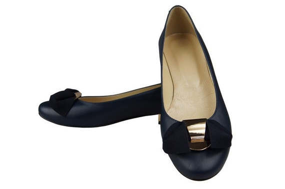 Dámské baleríny z přírodní kůže Navy blue 894 ElitaBut