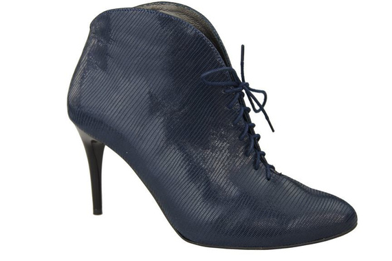 Dámské kozačky námořnická modř Embossed Jaro / podzim přírodní kůže 955 ElitaBut