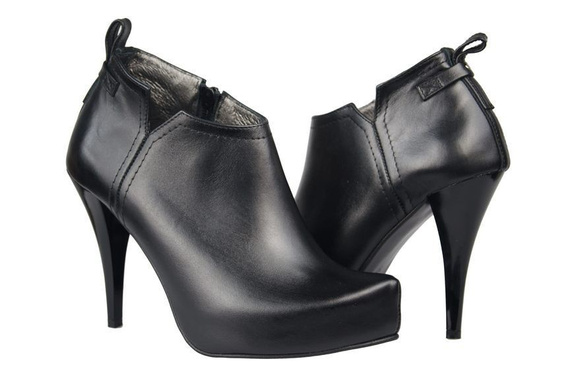 Jaro/podzim Dámská obuv Kozačky z přírodní kůže Black 794 ElitaBut