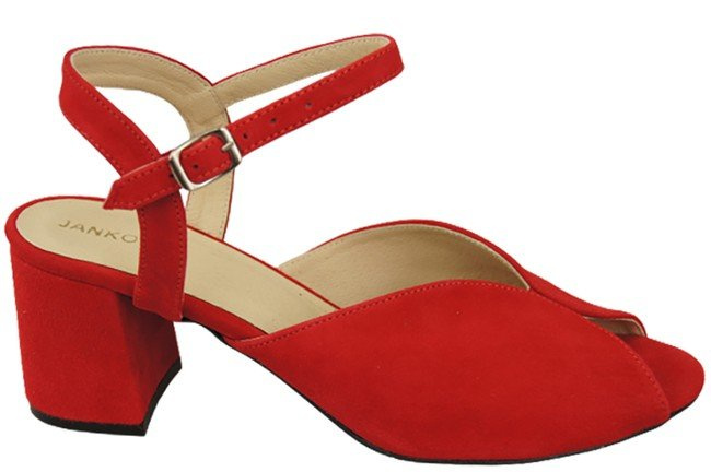 Dámská obuv Červené semišové kožené sandály 185 ElitaBut
