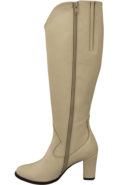 Stylová dámská obuv Béžové boty na podpatku Přírodní kůže 211 ElitaBut