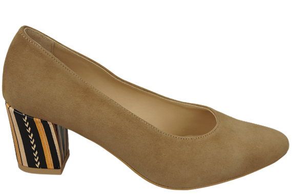 Dámská obuv Olive Natural Leather Suede Decorative Heel 158 With ElitaBut