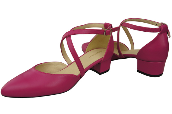 Dámské Sandály Kožené Purpurový s Pásky na Nízkém Podpatku 223 ElitaBut