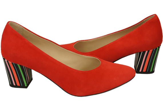 Dámská obuv Červená semišová obuv z přírodní kůže s ozdobným podpatkem 158 s ElitaBut