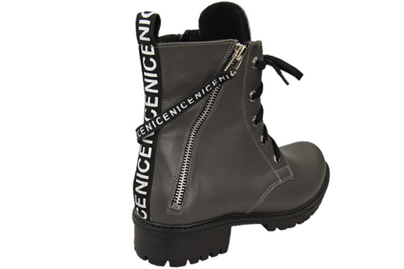 Obuv Boty Boty Dámské grafitové boty s nápisem NICE Přírodní kůže 173 Od ElitaBut