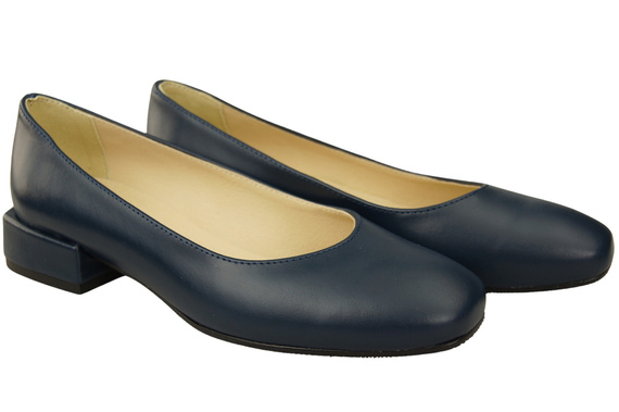 Pohodlná dámská obuv Navy Blue Flats Natural Leather 204 ElitaBut