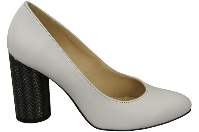 Dámská obuv Dámské lodičky Bílá přírodní kůže Barevný ozdobný podpatek 194 ElitaBut