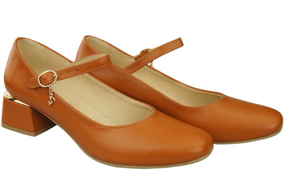 Dámská obuv Červené kožené lodičky s páskem 202 ElitaBut