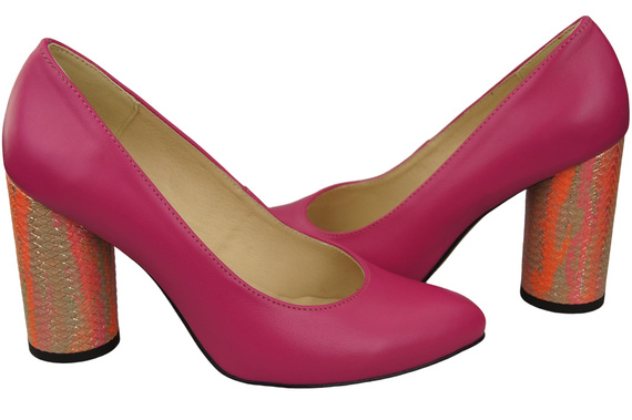 Dámská obuv Fialové lodičky Přírodní kůže Barevný ornamentální podpatek 194 ElitaBut