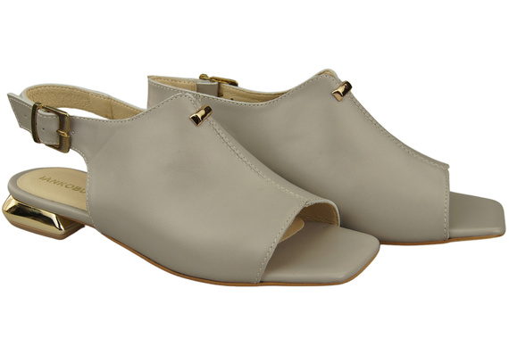 Pohodlné dámské sandály Bright Ash Flat Gold Heel Natural Leather 207 ElitaBut