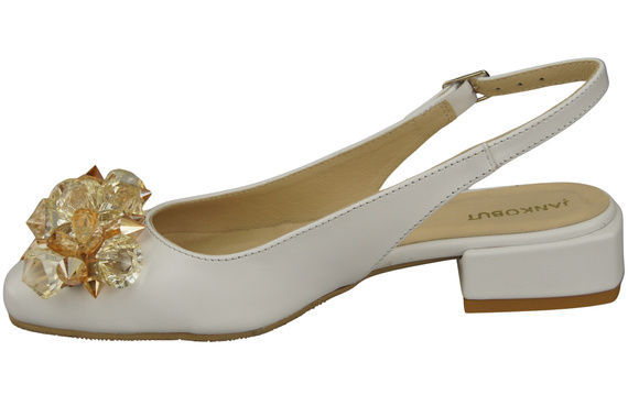 Dámská obuv Bílé sandály s krystaly Přírodní kůže 215 ElitaBut