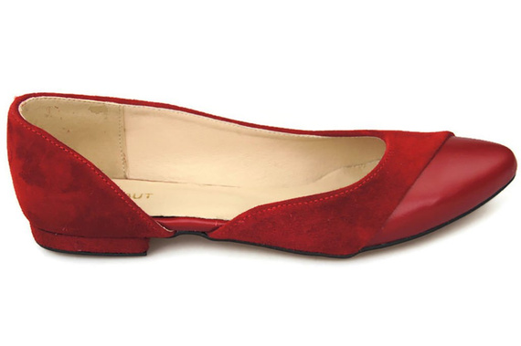 Dámské boty Ballerina Červená semišová kůže 146 ElitaBut