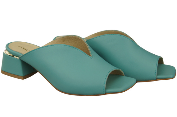 Dámské žabky na podpatku Tyrkysová přírodní kůže 210 ElitaBut