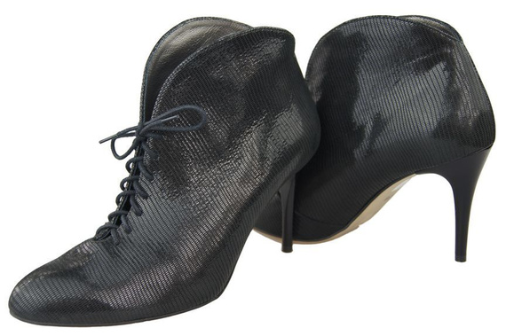 Obuv Dámské kozačky černé reliéfní jaro / podzim přírodní kůže 955 ElitaBut