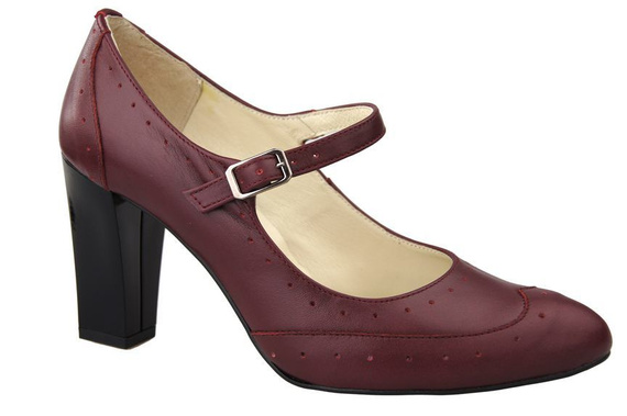 Dámská obuv Dámské kožené lodičky Maroon 958 ElitaBut