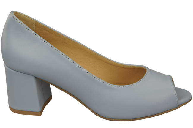 Dámská obuv PEEP TOE pumps Světle modrá přírodní kůže s potaženým podpatkem 192 ElitaBut