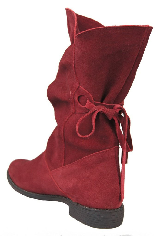 Obuv Dámské zimní boty Maroon přírodní kůže velur 999 Z ElitaBut