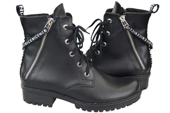 Obuv Černé dámské boty s nápisem NICE Přírodní kůže 173 Od ElitaBut