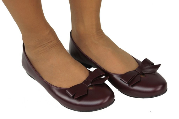 Dámské baletní boty Maroon přírodní kůže 998 ElitaBut