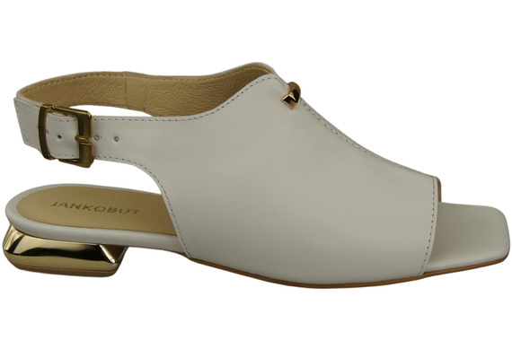 Pohodlná dámská obuv Sandály bílé ploché zlatý podpatek přírodní kůže 207 ElitaBut