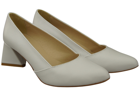 Dámské Lodičky Bílá Pravá Kůže Špičatá Špička Podpatek ElitaBut 221