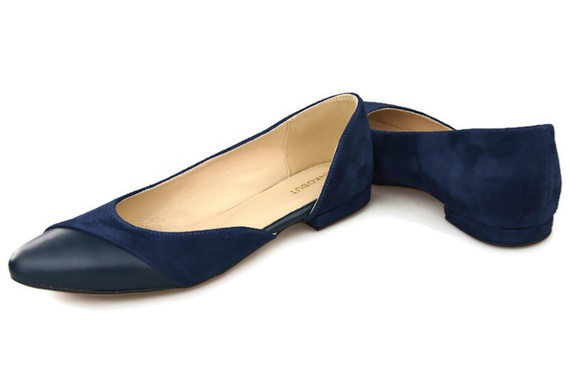 Dámské boty Baleríny Námořnická modrá semišová kůže 146 ElitaBut