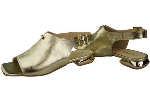 Pohodlná dámská obuv Zlaté sandály Plochý zlatý podpatek Přírodní kůže 207 ElitaBut