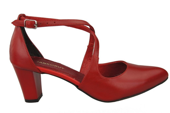 Dámské sandály na nízkém podpatku Červená kůže 102 ElitaBut