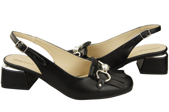 Dámská obuv Černé sandály zdobené třásněmi Přírodní kůže 208 ElitaBut