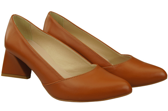 Dámské Lodičky Zrzavý Pravá Kůže Špičatá Špička Podpatek ElitaBut 221