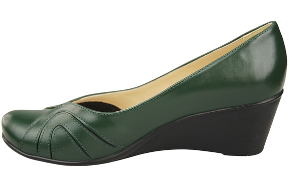 Boty na kotníku Emerald Green Dámské přírodní kožené lodičky 828 ElitaBut