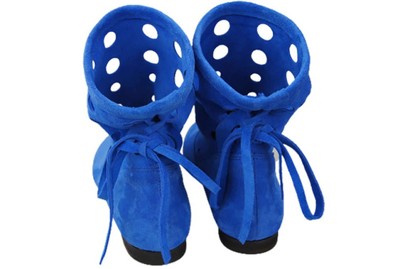 Obuv Dámské kozačky z přírodní kůže velur Modrá 160 ElitaBut