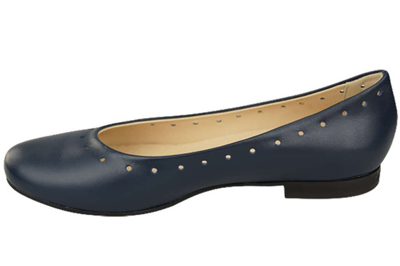 Dámské pohodlné baleríny z přírodní kůže Navy Blue 162 ElitaBut