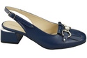 Dámská obuv Navy Blue Sandals Embellished with Fringed Natural Leather 208 ElitaBut