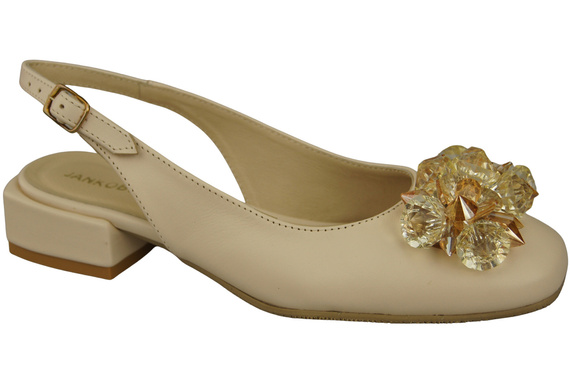 Dámská obuv Béžové sandály s krystaly Přírodní kůže 215 ElitaBut