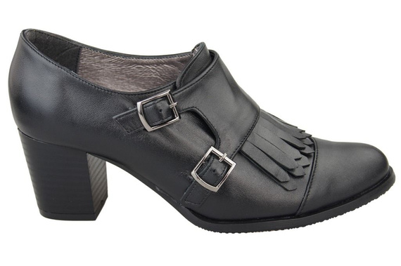 Obuv Dámské polobotky z přírodní kůže Černá 985 ElitaBut